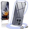 Coiwxmoi Cover per Motorola Moto Edge 60 Neo/Edge 50 Neo con Cordino 6,36,Trasparente Custodia con Laccio Tracolla Corda Catena Cinghia,Ultra Morbido Silicone TPU Antiurto Case, Viola