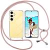 ISOI Cover con Cordino per Samsung Galaxy S24 FE, Custodia Trasparente con Collana Tracolla Laccio Collo Ultra Sottile Morbido TPU Silicone Antiurto AntiGraffio Antiscivolo Case, Rosa