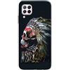 Mixroom - Cover Custodia Back case In TPU Silicone Morbido Per Samsung Galaxy M32 Fantasia Teschio Indiano Con Piume M748