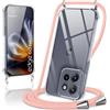 Coiwxmoi Cover per Motorola Moto Edge 60 Neo/Edge 50 Neo con Cordino 6,36,Trasparente Custodia con Laccio Tracolla Corda Catena Cinghia,Ultra Morbido Silicone TPU Antiurto Case, Oro Rosa