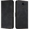 Cqkob Cover per Samsung Galaxy J4 2018 Custodia protettiva in silicone TPU premium, Custodia Portafoglio con Supporto Slot per Schede Chiusura Magnetica-Nero