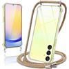 Coiwxmoi Cover per Samsung Galaxy A25 5G con Cordino 6,5,Trasparente Custodia con Laccio Tracolla Corda Catena Cinghia,Ultra Morbido Silicone TPU Antiurto Case per Samsung A25 5G, Giallo