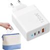 Genérico USB C Multiporta 120 W Riflessione Rapida Caricatore | Stazione con 4 Porte per Computer Portatili, Smartphone, Display Tablet Hub LED Casa, Ufficio e Viaggi