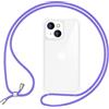 NALIA Cover con Collana per iPhone 14 Plus - Custodia Ibrida, Viola | Mani Libere, Zero Stress, Retro Cristallino, Il Tuo Tocco Di Stile, Airbag Invisibile, HANGIT PRO