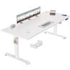 TRIUMPHKEY Scrivania Elettrica 200x80 cm Bianco+Bianco con Pannello Smart | 3 memorie, promemoria postura, USB, 2 ganci, cavi, regolazione fluida e silenziosa, design standing ergonomico ufficio/casa