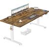 TRIUMPHKEY Scrivania Elettrica 180x80 cm Marrone+Bianco con Pannello Smart | 3 memorie, promemoria postura, USB, 2 ganci, cavi, regolazione fluida e silenziosa, design standing ergonomico ufficio/casa