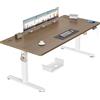 TRIUMPHKEY Scrivania Elettrica 180x80 cm Noce+Bianco con Pannello Smart | 3 memorie, promemoria postura, USB, 2 ganci, cavi, regolazione fluida e silenziosa, design standing ergonomico ufficio/casa