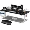Homall Scrivania Regolabile in Altezza 200x80 cm con Porta USB, Nero+Bianco | Standing Desk con 6 Tasti Memoria Altezza, 2 Ganci e Cassetto Cavi, Ergonomica, Elettrica Scrivania Gaming，Scrivania Ufficio