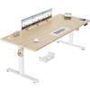 TRIUMPHKEY Scrivania Elettrica 200x80 cm Beige+Bianco con Pannello Smart | 3 memorie, promemoria postura, USB, 2 ganci, cavi, regolazione fluida e silenziosa, design standing ergonomico ufficio/casa