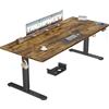 TRIUMPHKEY Scrivania Elettrica 200x80 cm Marrone+Nero con Pannello Smart | 3 memorie, promemoria postura, USB, 2 ganci, cavi, regolazione fluida e silenziosa, design standing ergonomico ufficio/casa
