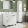 Dmora set Mobili Bagno Geyser Bianco Lucido Specchio Incluso 2 Cassetti, 3 Ripiani