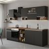 Dmora Cucina Completa Ronnie Nero Antracite Modulabile un Cassetto, 19 Ripiani Made in Italy