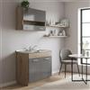 Dmora Cucina Futachi Nero Antracite 2 Ripiani, Cucinino 3 Vani, Elettrodomestici non inclusi