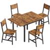 VASAGLE Tavolo da Pranzo con 4 Sedie Industriale Set 5 Pezzi Mobili da Bar Cucina Soggiorno Retro Salvaspazio in Legno e Metallo Marrone Tavolo ZH2504042