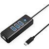 ORICO Hub USB Orico PW3UR25-C3 con 4 porte (3 porte USB-A 3.0, 1 porta RJ45 Ethernet 2,5G), cavo da 0,15 metri