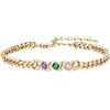 ALBERTBAND Bracciale Personalizzato con Pietre di Nascita da Donna Bracciale con Nome Catena Regolabile Gioiello Regalo per Mamma Moglie Amica