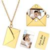 INBLUE Collana con Medaglione Personalizzato per Donna Ciondolo con Messaggio Segreto Lettera d'Amore Collana con Busta Personalizzata con Foto Gioielli per Coppie Regali per Mamma Moglie Amica