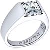 Bling Jewelry Tradizionale Unisex Personalizzabile Anello di Fidanzamento da Uomo con Zaffiro Blu Simulato 3CT AAA CZ Taglio Principessa Quadrato Solitario Anello Mignolo Placcato Argento per Uomo Personalizzabile