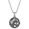 Flongo Collana da uomo con ciondolo in acciaio inox, argento, rosso, nero, blu, pentagramma a cinque punte, stella motociclista, accessori da uomo