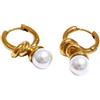 Zayka Jewelry Orecchini donna grandi a bottone in acciaio inossidabile placcati oro 18K