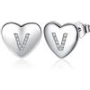 Jrêveinfini Lettera A-Z - Orecchini da donna in argento Sterling 925, con zirconia cubica, orecchini a forma di cuore, per bambine e bambine