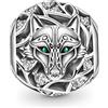 GNOCE Charm Bead Lupo in Argento Sterling 925 con Pietre di Zircone Cristallo Incastonate Adatto a Braccialetti/Collane per Donne Ragazze Moglie Figlia