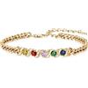 ALBERTBAND Bracciale Personalizzato con Pietre di Nascita da Donna Bracciale con Nome Catena Regolabile Gioiello Regalo per Mamma Moglie Amica