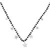 Beloved ❤️ Collana donna in acciaio con cristalli briolè neri - Charms a tema dimensione a scalare - Lunghezza regolabile con moschettone - Silver Stelle
