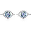 VONALA Orecchini a perno in argento Sterling con occhi blu e cristallo blu, amuleto di protezione contro il malocchio, gioielli regalo per donne, adolescenti e ragazze, 12.3*22.8mm, Argento sterling,