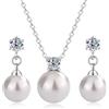Skcess Set di 3 pezzi, collana in argento per donne e orecchini in argento 925 con ciondolo a forma di cuore, gioielli in argento da donna