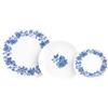 Luminarc Garden Stoviglie in vetro opale blu, 18 pezzi, 6 persone | Opale decorato, piatti piani 25 cm, fondi 20 cm e dessert 19 cm, lavabili in lavastoviglie