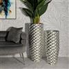 Dmora Set di 2 vasi Parana, Complemento d'arredo, Anfora, Accessorio d'arredo, 37x37 h92 cm, Argento