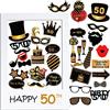 VINFUTUR Accessori per Photomaton 50° Anniversario 35pcs Unisex Funny Masquerade Kit Photobooth + Cornice portafoto per decorazione di compleanno fai da te