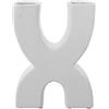 DRW Vaso da Tavolo con Due Bracci, in Ceramica, Bianco, 20 x 15 x 5,5 cm