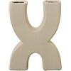 DRW Vaso da Tavolo con Due Bracci in Ceramica Ecru, 20 x 15 x 5,5 cm