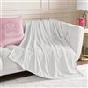 Juicy Couture Coperta in peluche tinta unita, 127 x 178 cm, bianca, morbida, accogliente e progettata per un glamour senza sforzo