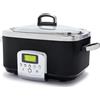GreenPan Elite 8-in-1 Slow Cooker programmabile da 6L,coperchio lavabile in lavastoviglie e vassoio rimovibile, ceramica sana senza PFAS antiaderente, cottura,soffritto,cestello a vapore,arrosto,nero