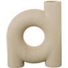DRW Vaso da Tavolo con Apertura in Ceramica Ecru, 23,5 x 20 x 6 cm