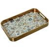 DRW Vassoio rettangolare in MDF e vetro decorato in oro, 4,5 x 42,5 x 27 cm