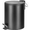 DONAU HOME Modern - Pattumiera a pedale con secchio interno, coperchio, chiusura rallentata, rotonda, 5 l, colore: nero