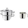 Tognana V5758Y1INSL Set Vaporiera, Acciaio Inossidabile, Argento, 3 Unita & Vanitosa Bollilatte, Acciaio Inossidabile, Argento