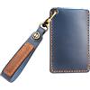 Rondrive Custodia portachiavi in pelle bovina adatta per Volvo EX30 EX40 EX90 2025 2024 Custodia per carte NFC per Polestar 3 4 2026 Portachiavi Protettivo Maniche shell portachiavi Accessori Blu