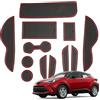 BSTW Compatibile con Toyota C-HR 2024 2025 2026 Tappetini Antiscivolo per Toyota CHR Hybrid Plug-in Hybrid Tappetini in Gomma per Console Centrale, Porta Bicchieri, Scanalatura Porta (Rosso)