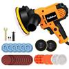 WZTO Mini Lucidatrice 700W, Set di 31 pezzi per Lucidatura Auto, Lucidatrici Eccentriche da 125mm, Levigatrice Eccentrica, Velocità 600-3700RPM, per la Cera dell'imbarcazione Rimozione dei Graffi