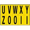 CARTELLI SEGNALATORI Lettere adesive da U a Z - in PVC - 56 x 99 mm - 10 et-fg - 1 foglio - nero-giallo (unità vendita 1 pz.)