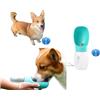 Dusan Pet Store Borraccia per cani di piccola taglia (verde, 350 ml) con palla blu (6 cm), borraccia portatile a prova di perdite, per cani di taglia piccola e media