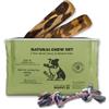 NATURALBIOPET LEGNO D'ULIVO Set Masticabile Cane Taglia M (17cm) | 2 Bastoncini + Corda | Gioco 100% Naturale e Durevole | Rimuove il Tartaro | Bagnati in Olio d'Oliva | Corda in Cotone (23 cm)