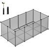 SONGMICS Recinto per Animali con Fondo, 125 x 63 x 42 cm | Gabbia in Plastica da Interno per Criceti Conigli Ricci Porcellini d'India, Grigio Collezione DAMION LPC001G01