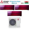 Mitsubishi Electric Condizionatore Mitsubishi Electric Trial Split Kirigamine Style Ruby Red 9000+9000+9000 con MXZ-3F54VF R-32 Wi-Fi Integrato