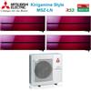 Mitsubishi Electric Climatizzatore Condizionatore Mitsubishi Electric Quadri Split Inverter serie Kirigamine Style MSZ-LN 9+9+12+12 con MXZ-4F72VF Ruby Red R-32 Wi-Fi Integrato Colore Rosso 9000+9000+12000+12000